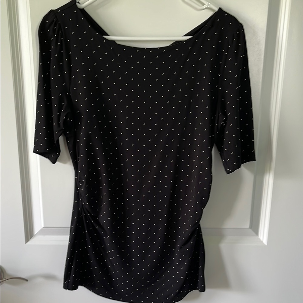 White House Black Market Black Polka Dot Top
